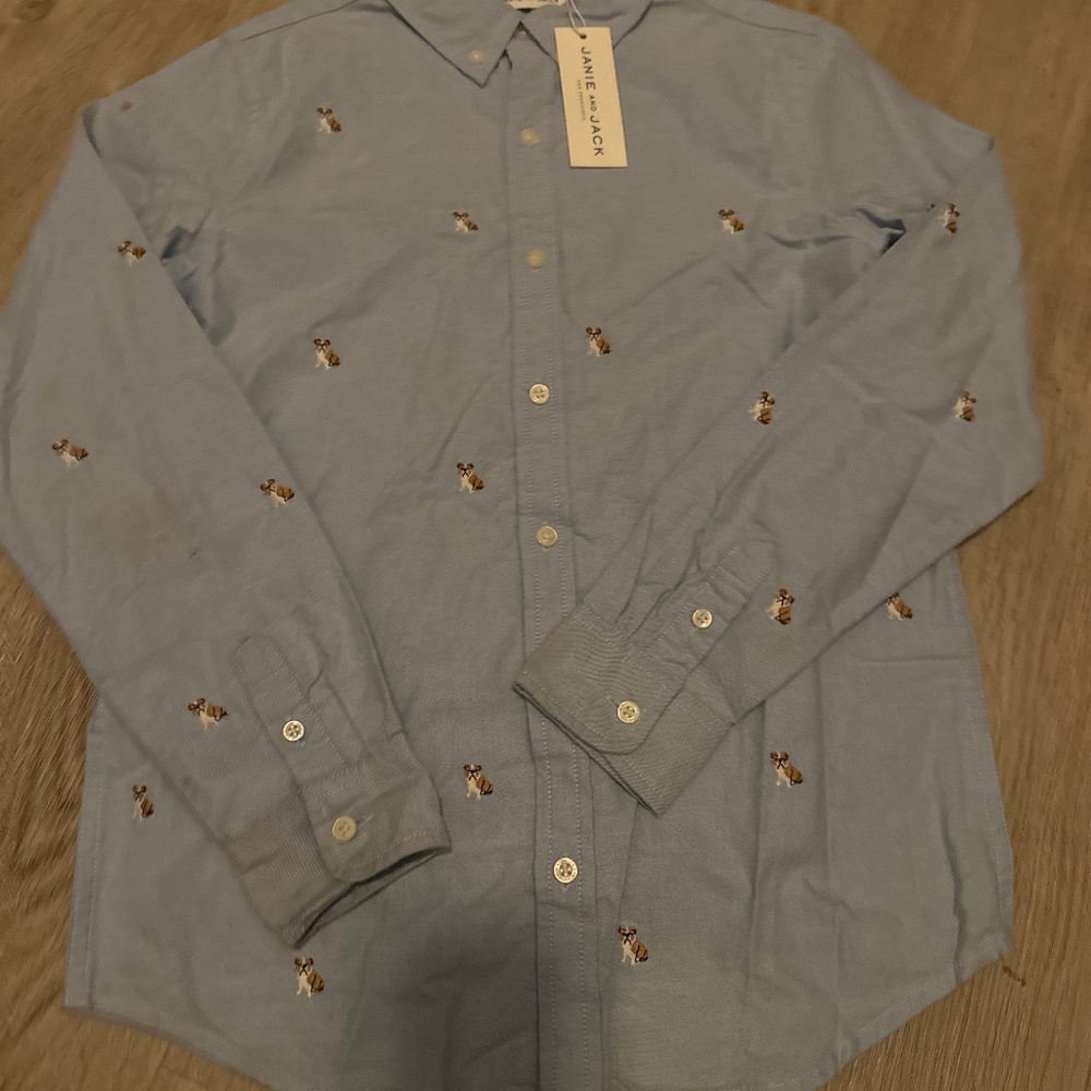 Janie and Jack dog blue shirt